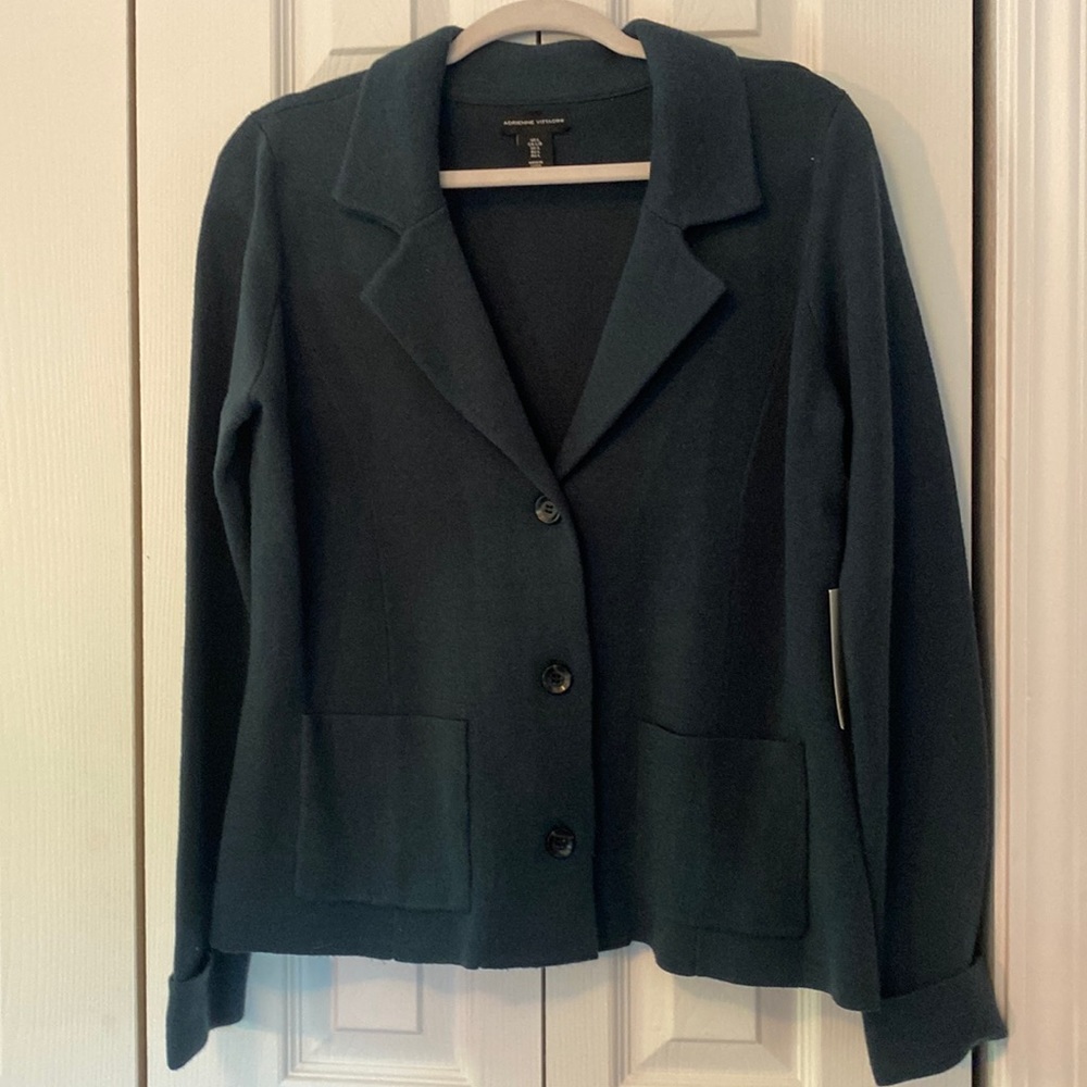 Adrienne Vittadini knit blazer in beautiful deep green